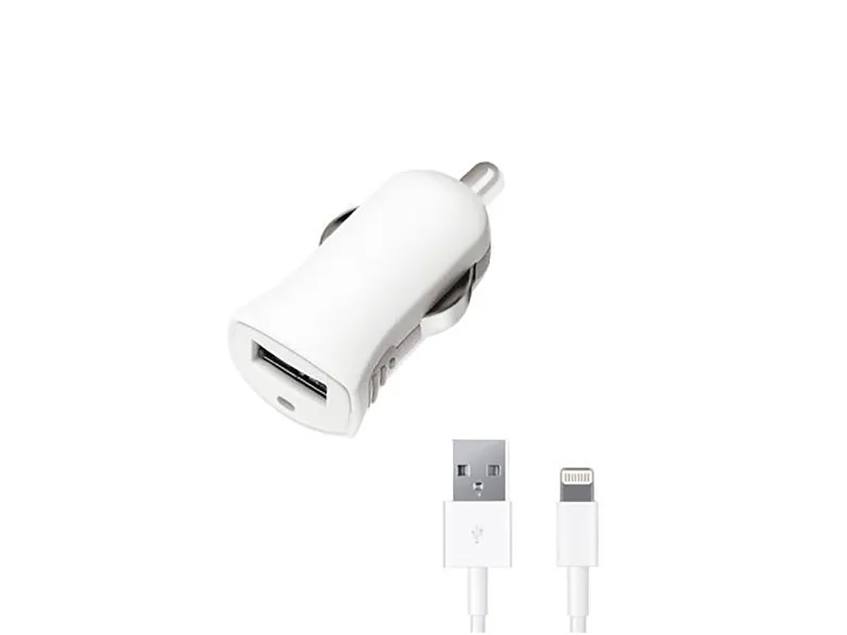 Автомобильное зарядное устройство Deppa 11250 5Вт, MFI для Apple с разъемом Lightning (8-pin), Белый