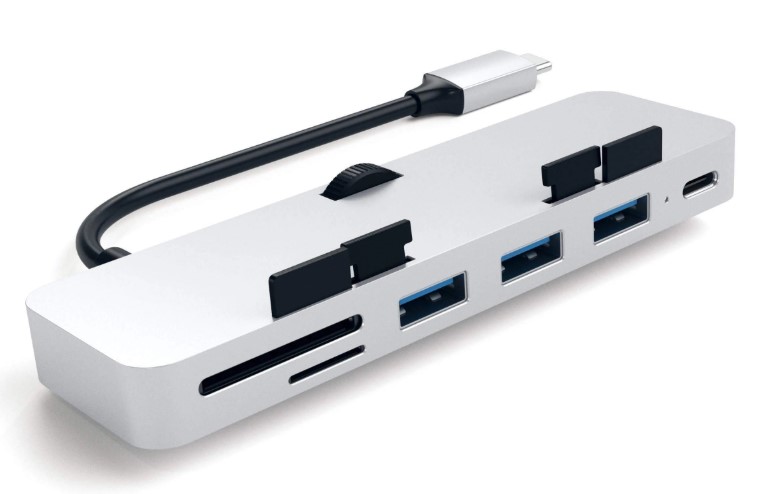 USB-хаб Satechi Aluminum Type-C Clamp Hub Pro для iMac 2017 и старше (3xUSB 3.0, USB Type-C, SD, micro-SD), Серебристый Док-станция ST-TCIMHS