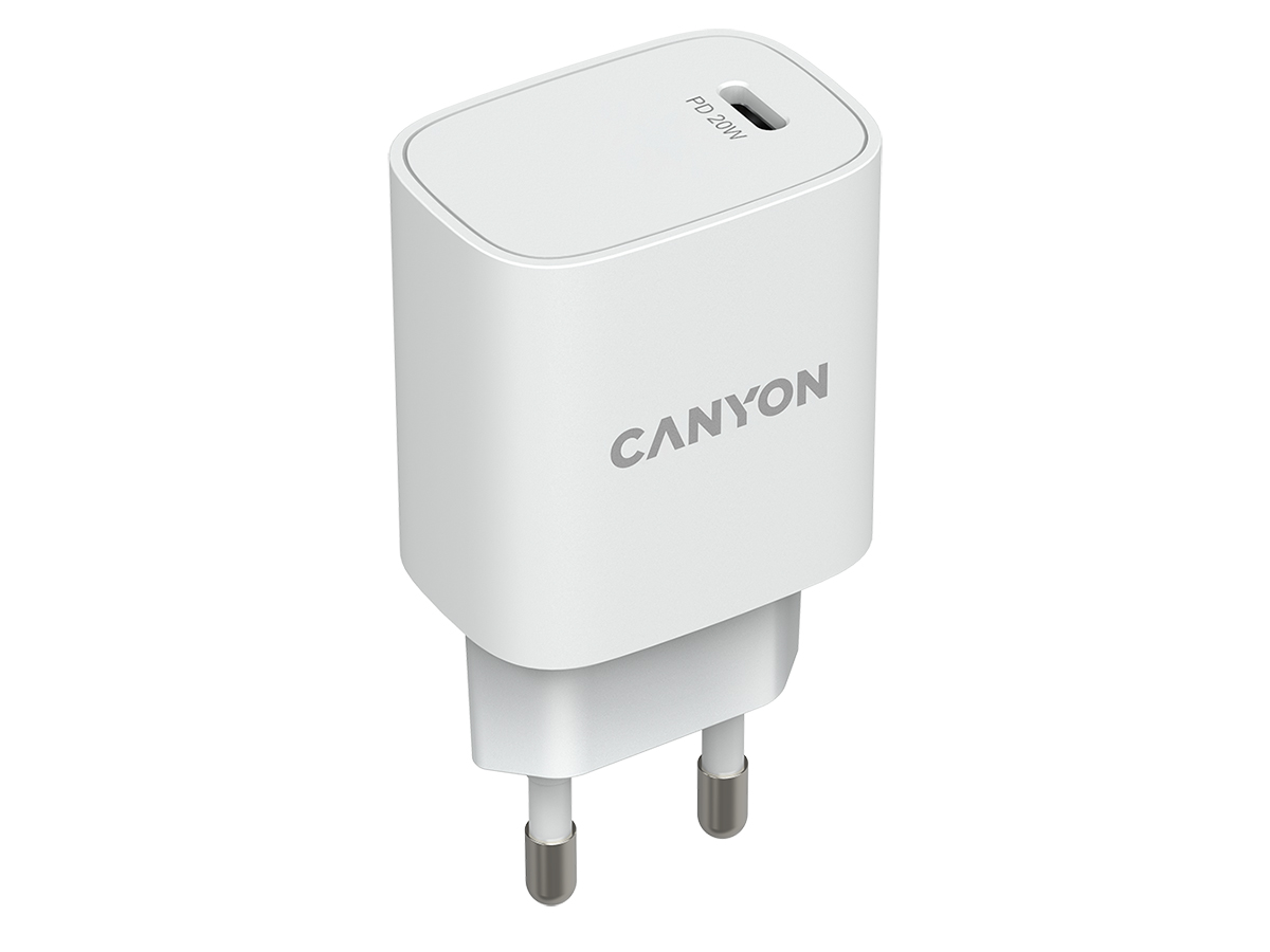 Сетевое зарядное устройство Canyon H20-02, USB Type-C, до 20Вт, Белый CNE-CHA20W02