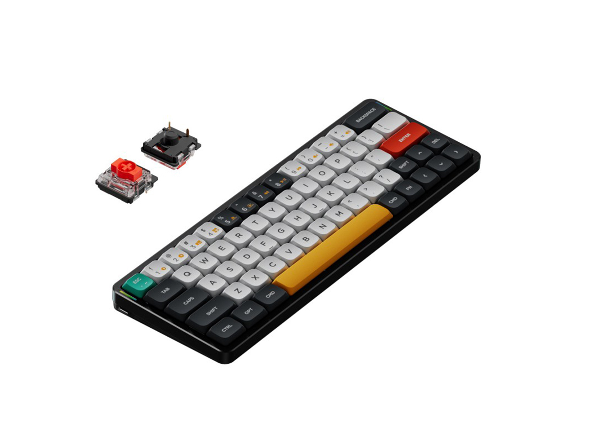 Клавиатура беспроводная механическая Nuphy AIR60, low profile gateron Red Switch, Bluetooth, RGB подсветка, 2500мАч, Серый/Белый AIR60-SG1-F