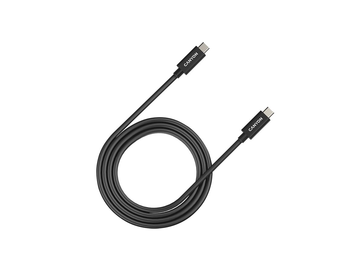 Кабель для зарядки и передачи данных Canyon UC-44 USB 4, USB Type-C - USB Type-C, 48В/5A (до 240W), 1м, Черный CNS-USBC44B