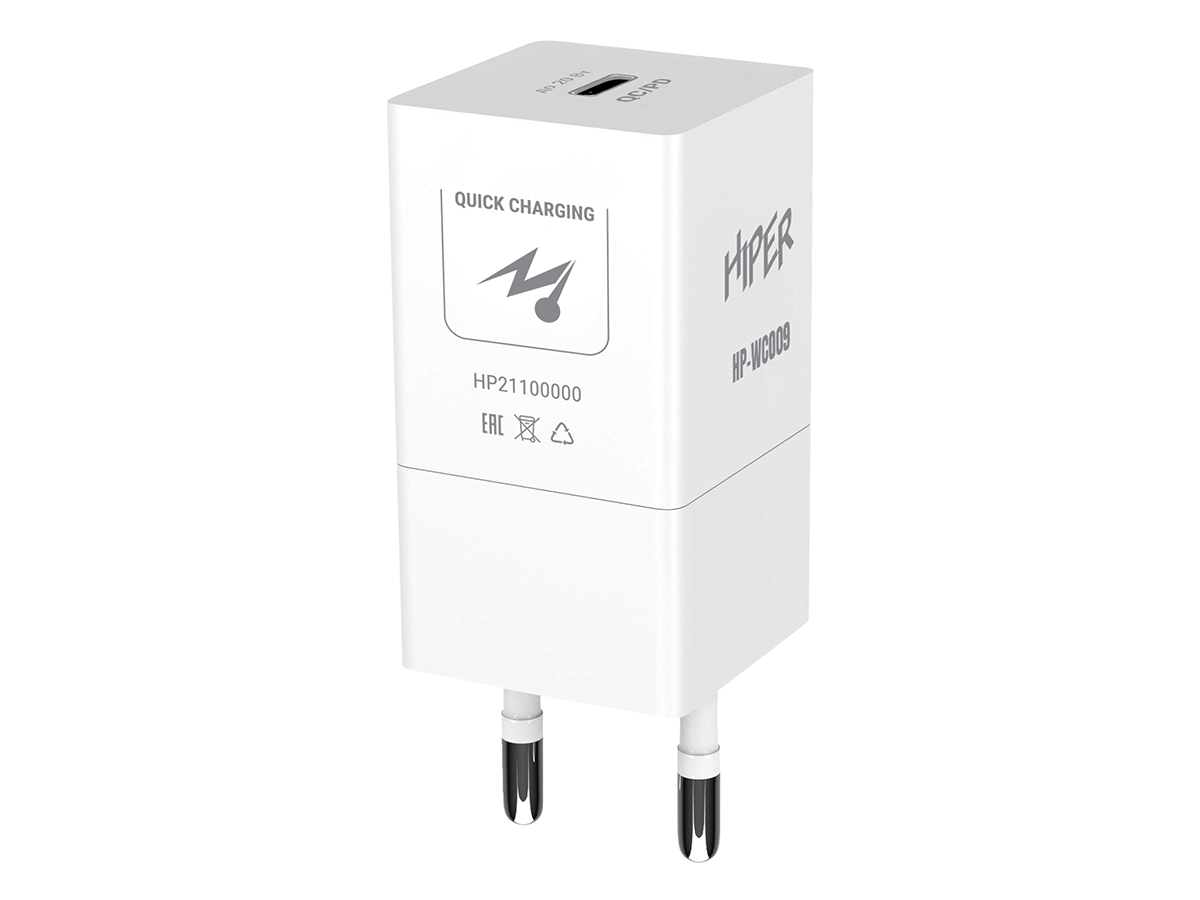 Сетевое зарядное устройство HIPER HP-WC009, до 20Вт, USB Type-C, Белый HP-WC009