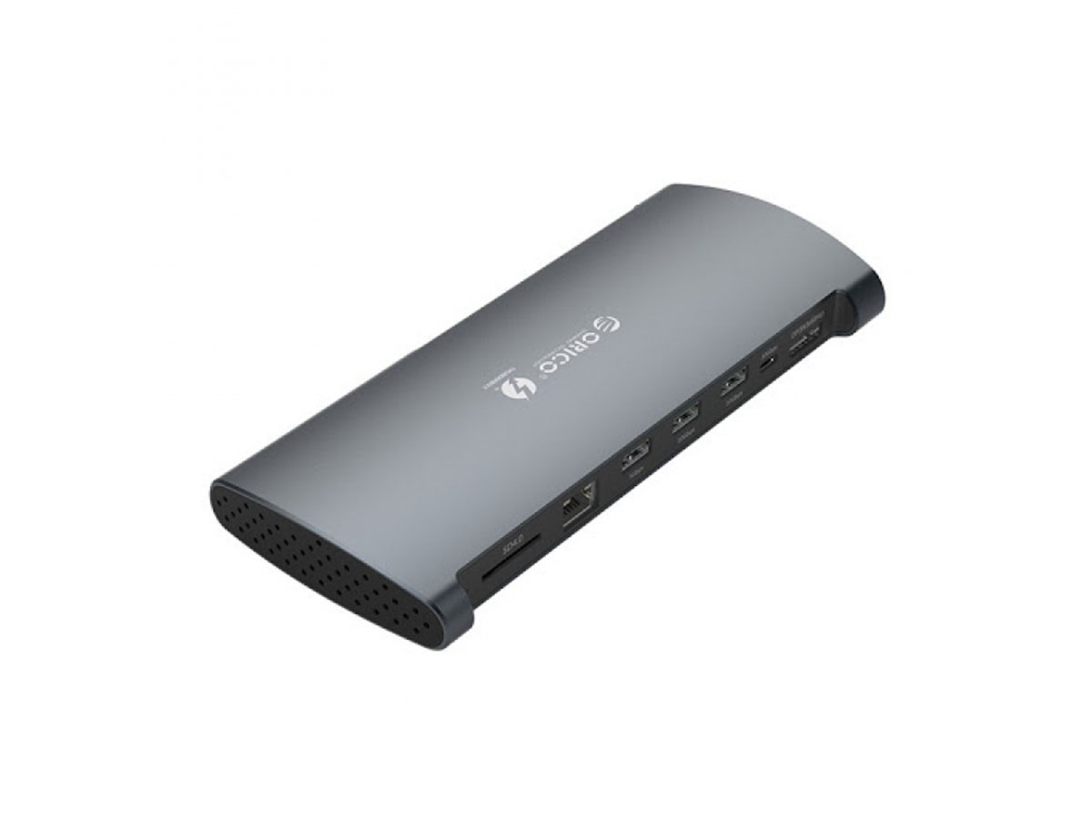 Док-станция ORICO TB3-S1, Thunderbolt 3 (USB 3.0, 2xUSB 3.1, 2x Type-C, DP, RJ-45, Thunderbolt 3, Card Reader, DC 120 ВТ), Серый ORICO-TB3-S1-GY