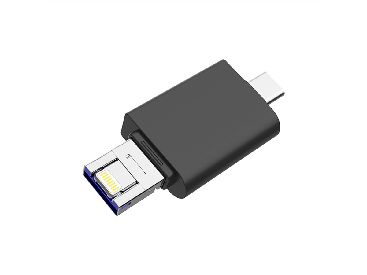 Флешка DM APD005 3 in 1, 64Gb, (USB 2.0, Lightning, USB Type-C), Черный APD005-3 in 1 64Gb - фото 1