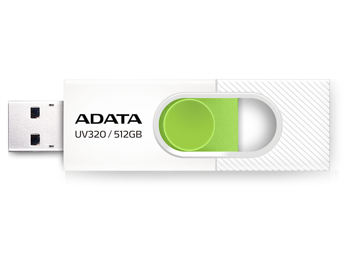 Флешка ADATA UV320, 512Gb, USB 3.2, Белый/Зеленый AUV320-512G-RWHGN - фото 1
